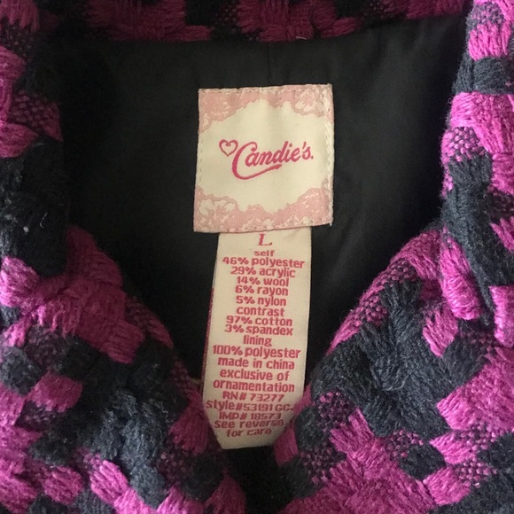 Candie’s houndstooth print pea coat, size L - Picture 2 of 2